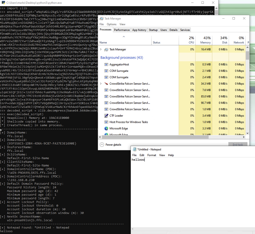 CrowdStrike console showing zero detections