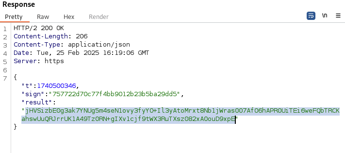 Response with Encrypted Result screenshot