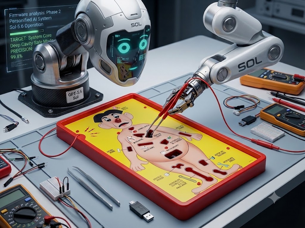 AI LLM robot playing the board game Operation.